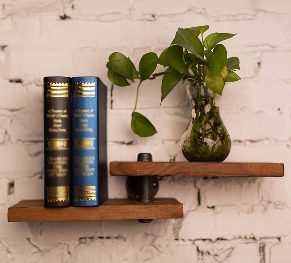 YIMJ American Pipe Coat Rack, Wrought Iron Wall Pipe Retro Background Wood Industry Water Separator Wall Shelves