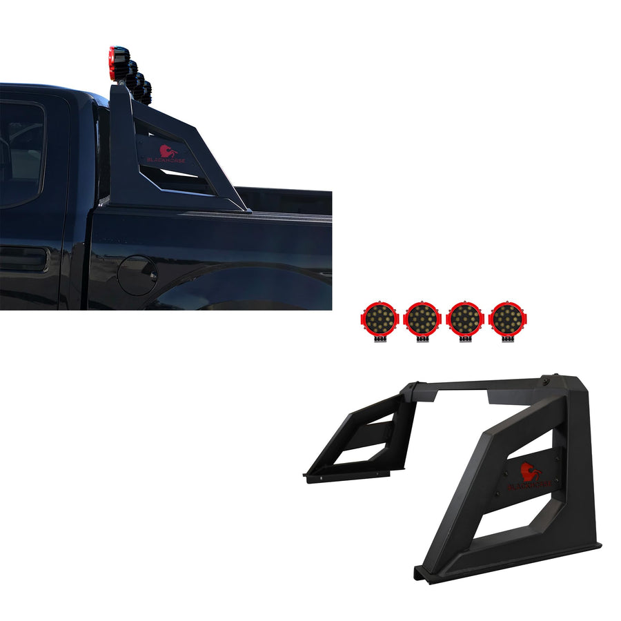 ARMOUR Roll Bar Black Incl.pair of 7.0"Dia.LED Lights,Black Compatible with 01-24 Silverado 2500/3500|00-24 Ford F-150|00-24 Ram 2500/3500|01-24 GMC Sierra 1500/2500|19-24 Ram 1500|07-24 Tundra