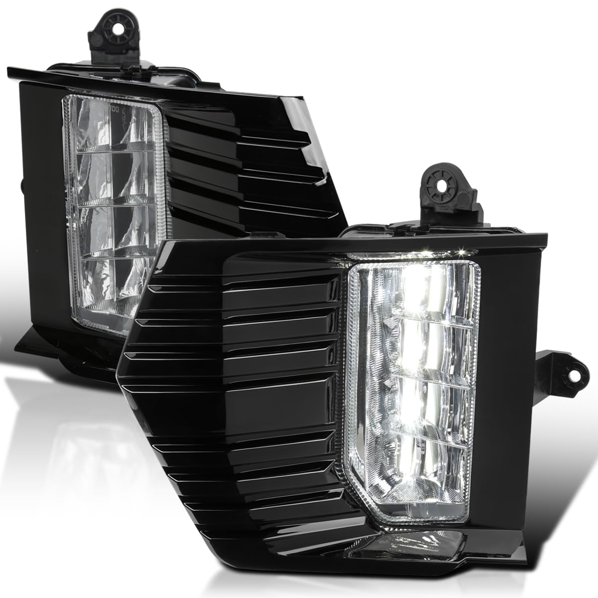 Chrome LED Fog Lights + Bezel + Switch SPEC-D TUNING Compatible with 2021-2023 GMC Yukon, Left + Right Pair Assembly