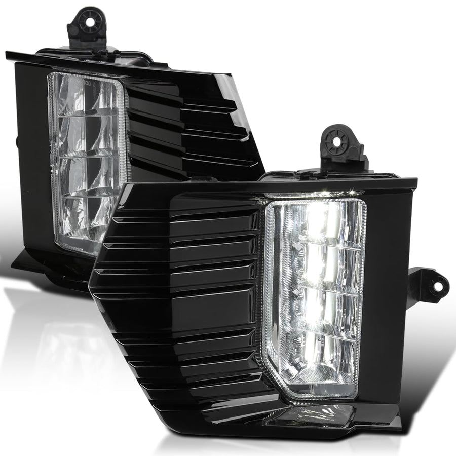 Chrome LED Fog Lights + Bezel + Switch SPEC-D TUNING Compatible with 2021-2023 GMC Yukon, Left + Right Pair Assembly