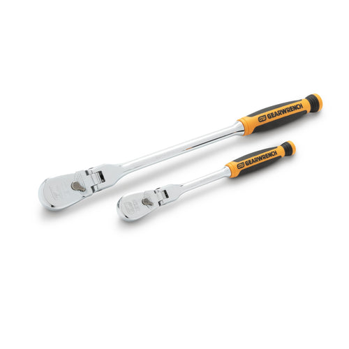 2 Piece GEARWRENCH 1/4inch and 3/8inch Drive 120XP Flex Head Teardrop Ratchet Set, Dual Material - 81204P