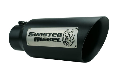 Dual Wall Sinister Diesel Exhaust Tip W/Angle Cut 4" to 6" Black