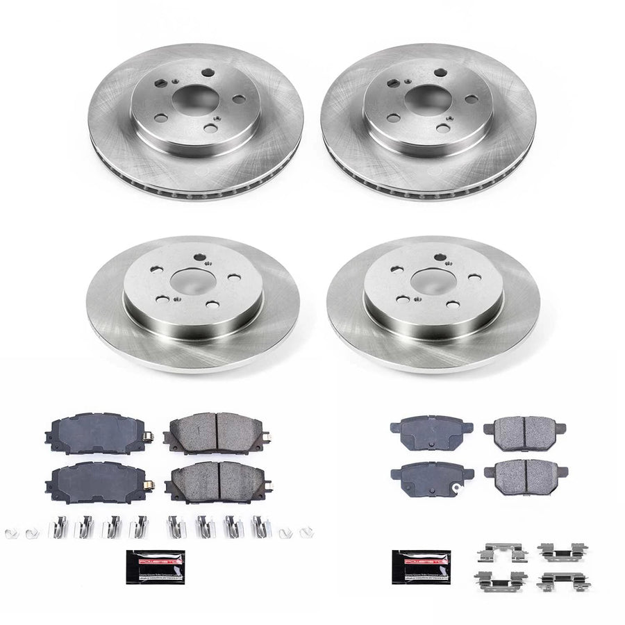 Brake Kit PowerStop For Prius AWD-e 2019-2022, Prius Prime 2017-2019 [Model Specific] - Autospecialty Front and Rear OE Disc Rotors & Ceramic Brake Pads Replacement, KOE7924