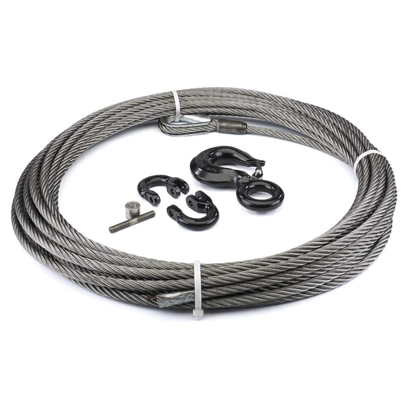 Galvanized Steel Cable Wire Rope with Hook, WARN 77594 Winch Accessory, 1/2" Diameter x 75' Length