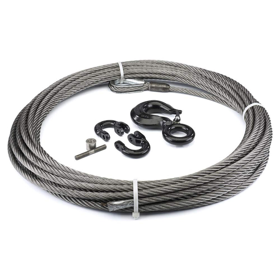 Galvanized Steel Cable Wire Rope with Hook, WARN 77594 Winch Accessory, 1/2" Diameter x 75' Length
