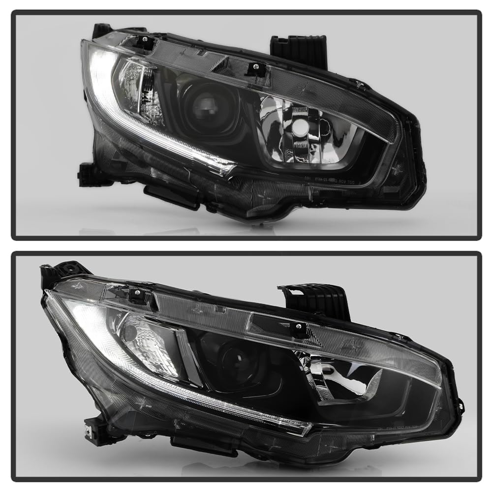 Honda Civic 19-21 Spyder (OE) Halogen Models Projector Headlight - Low Beam-H11(Included) ; High Beam-HB3(Included) ; Signal-7444NA(Included) - OE Black Right (Don‘t Fit Xenon HID and LED Models)