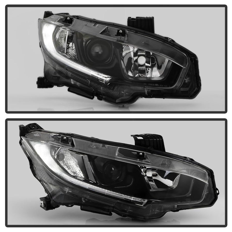 Honda Civic 19-21 Spyder (OE) Halogen Models Projector Headlight - Low Beam-H11(Included) ; High Beam-HB3(Included) ; Signal-7444NA(Included) - OE Black Right (Don‘t Fit Xenon HID and LED Models)
