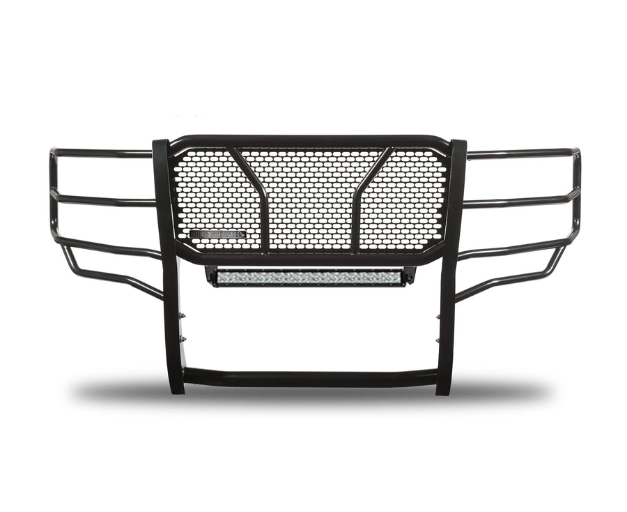 Heavy Duty Black Horse RUGGED Grille Brush Bumper Guard Modular Black Come with 20"Double Row LED Light Compatible with 2011-2016 Ford F-250/Ford F-350/Ford F-450/Ford F-550 Super Duty-RU-FOF211-B-KIT