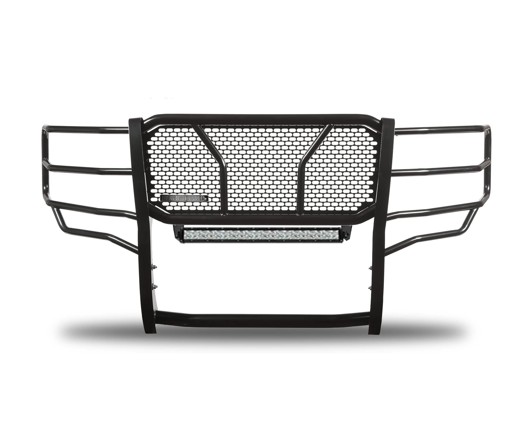 Heavy Duty Black Horse RUGGED Grille Brush Bumper Guard Modular Black Come with 20" Double Row LED Light Compatible with 2015-2020 Ford F-150-RU-FOF115-B-KIT