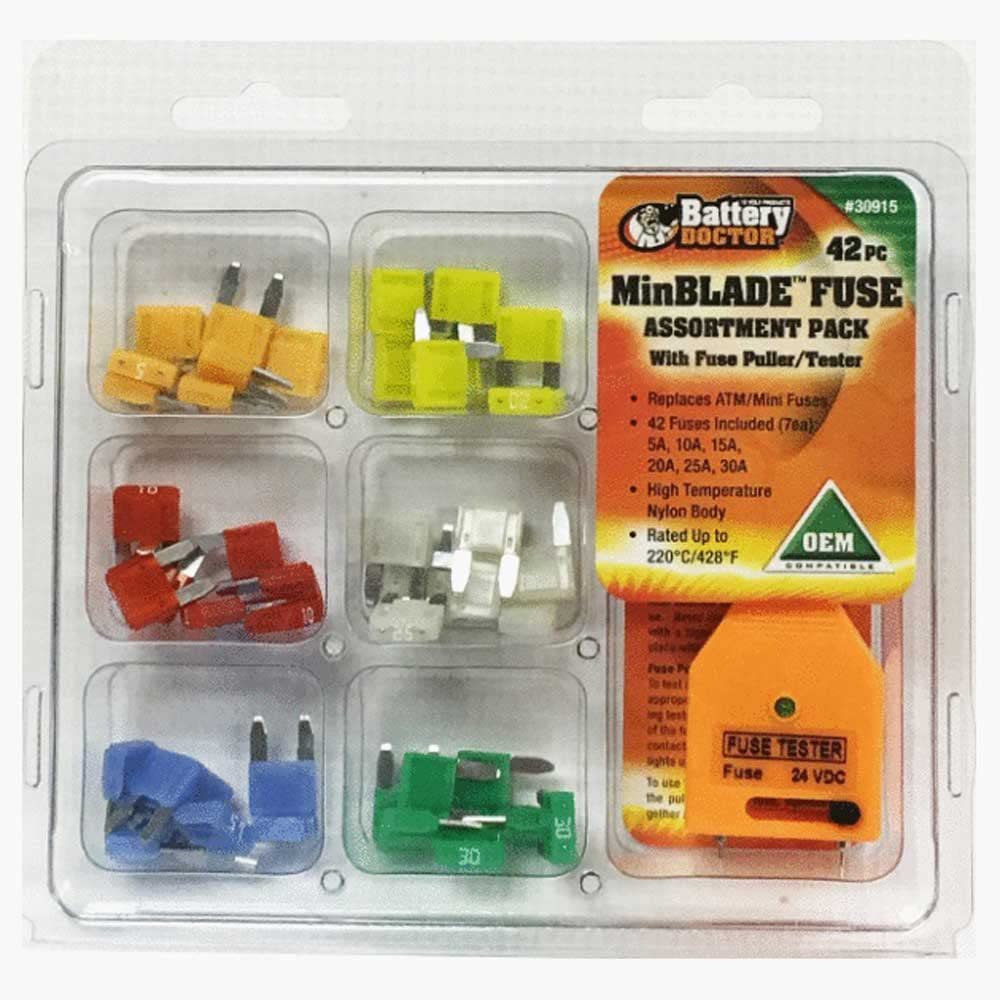 Battery Doctor WirthCo 30916 Low Profile Fuse Kit with Puller and Tester, 42 Piece