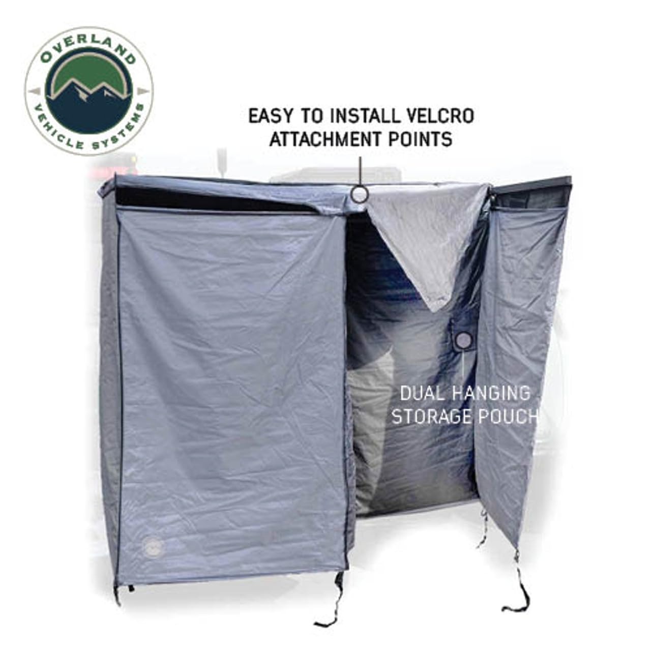 Overland Vehicle Systems Nomadic HD Shower & Privacy Room with Roof - Double Person Quick Deploying - 420D Oxford Rip Stop Fabric - for Car, Truck, SUV, and Trailer - Universal Fitment