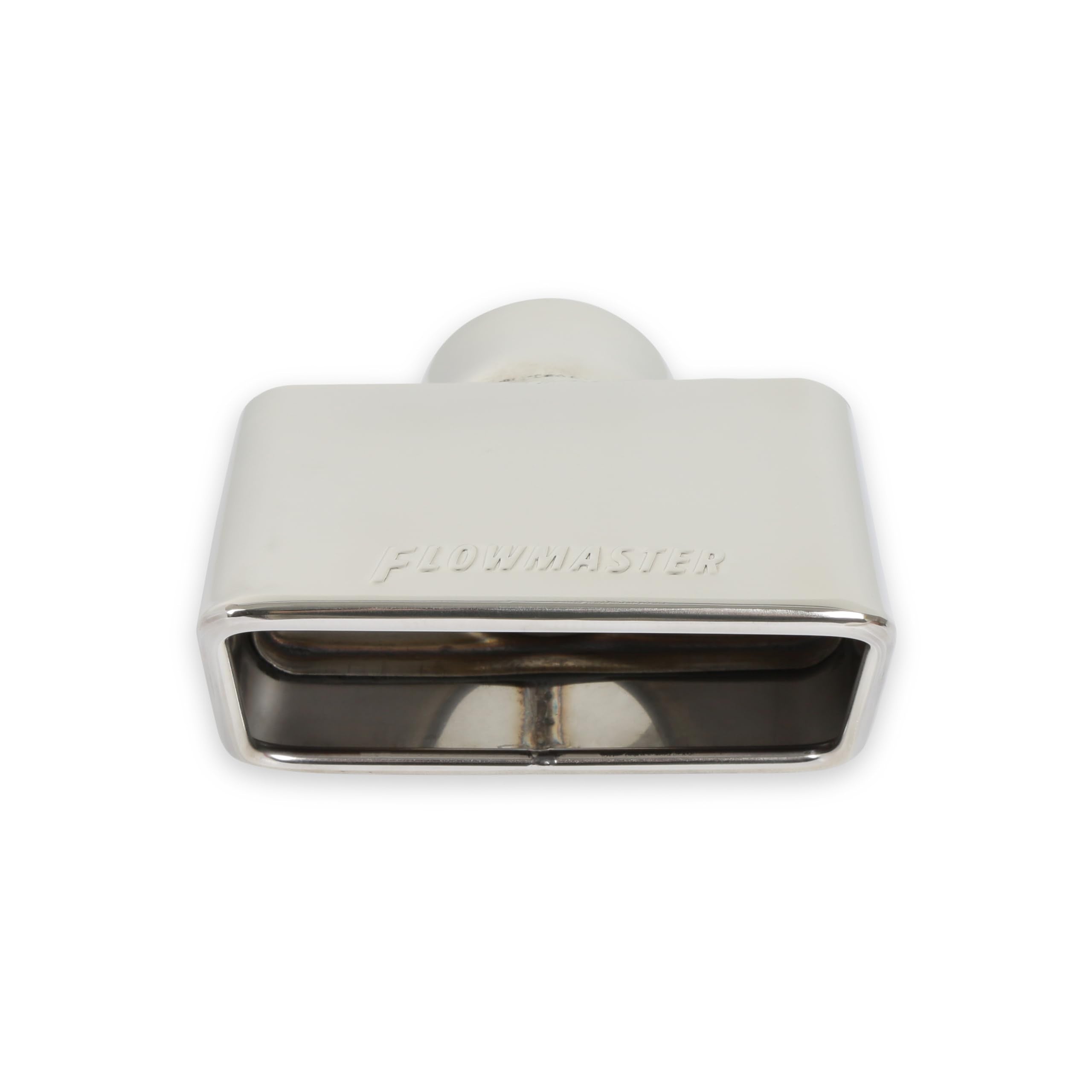 Flowmaster Exhaust Tip 15354 3x 5.5 Inch Rectangular Square Angle Cut Rolled Edge Polished 304 Stainless Steel Fits 2.5 Inch Tubing