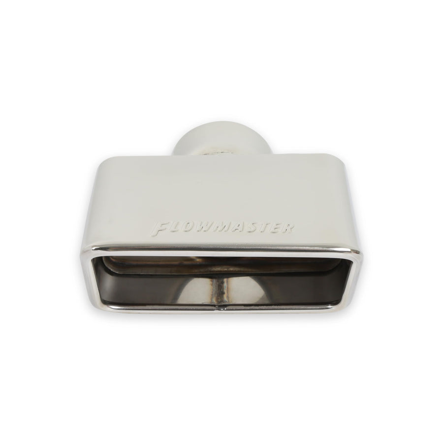 Flowmaster Exhaust Tip 15354 3x 5.5 Inch Rectangular Square Angle Cut Rolled Edge Polished 304 Stainless Steel Fits 2.5 Inch Tubing
