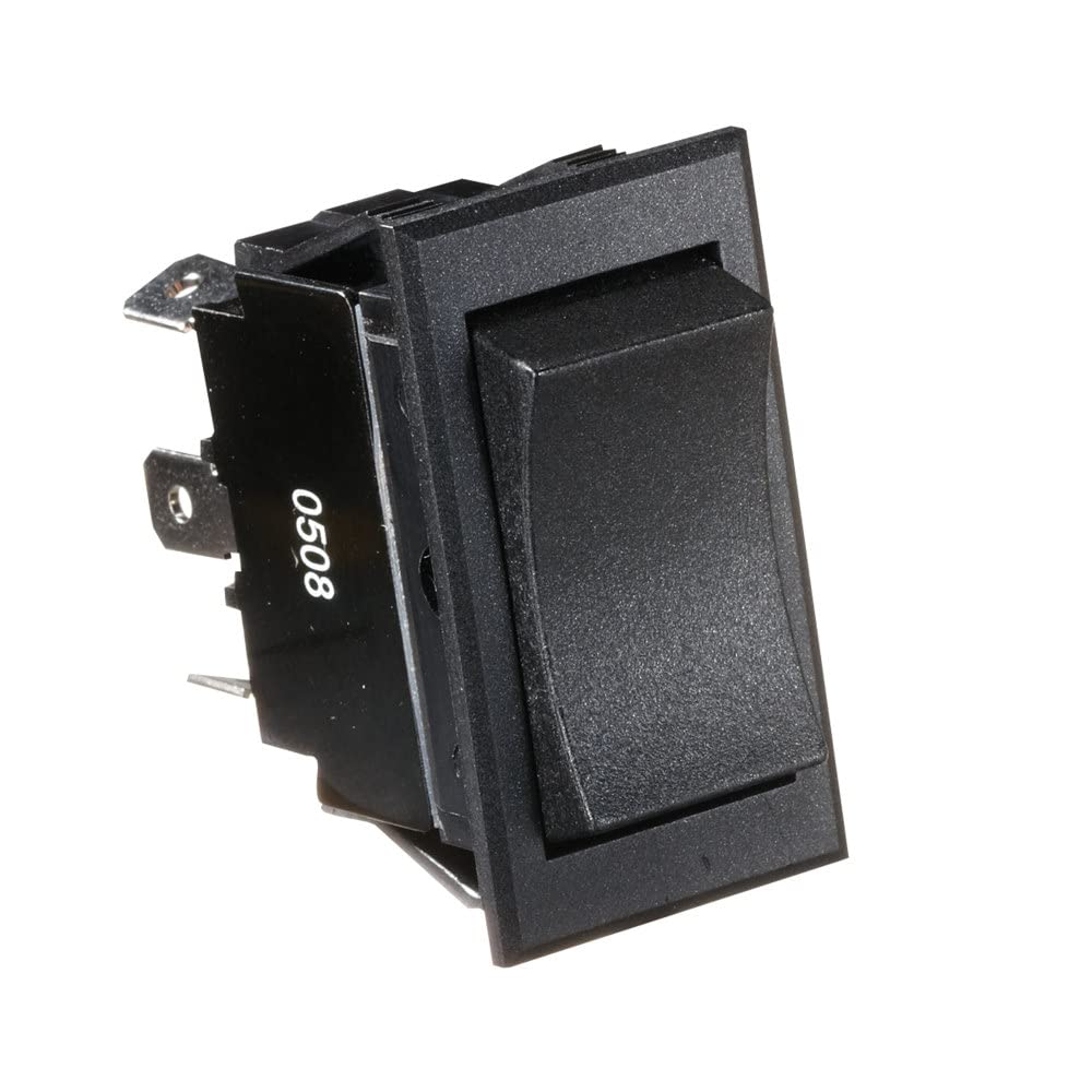 Rocker Switch RV Designer S225, 20 Amp, 6 Terminals, Momentary On / Off / Momentary On, DPDT, Black, DC Electrical