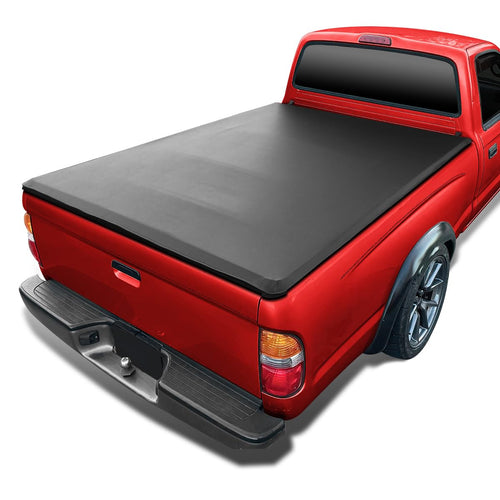 Soft Quad Fold Tonneau Cover Spec-D Tuning Compatible with 1989-1994 Toyota Pickup, 1995-2004 Toyota Tacoma 72", 6 FT Long Bed