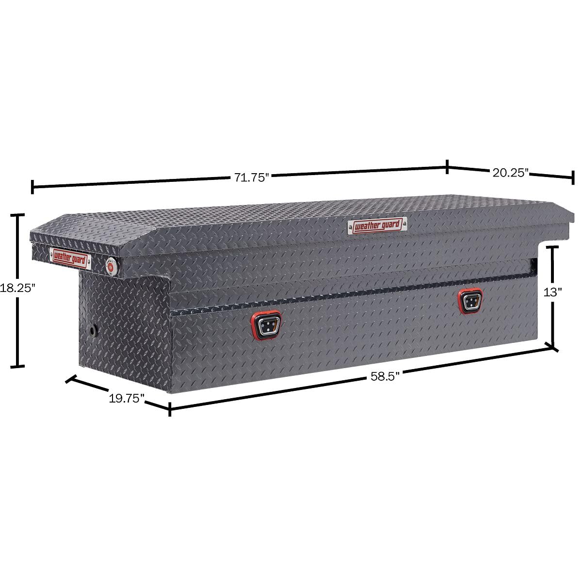 Weather Guard Saddle Truck Box Model 121-6-04, Aluminum, For Full Size Trucks, Low Profile, Gunmetal Gray, 11.0 cu ft capacity