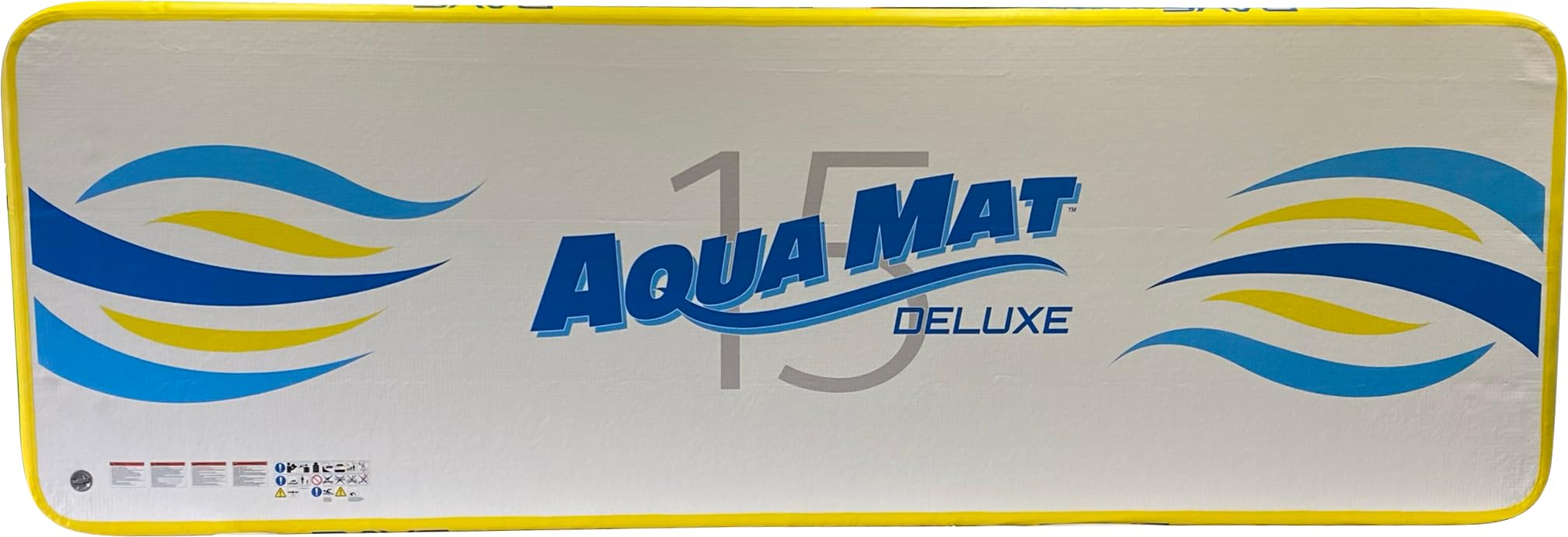 Aqua Mat Rave Sports Inflatable Deluxe 15 Floating Mat, Platform and Swim Dock with Dropstitch PVC Construction, 15' x 5', Supports 1100 lbs