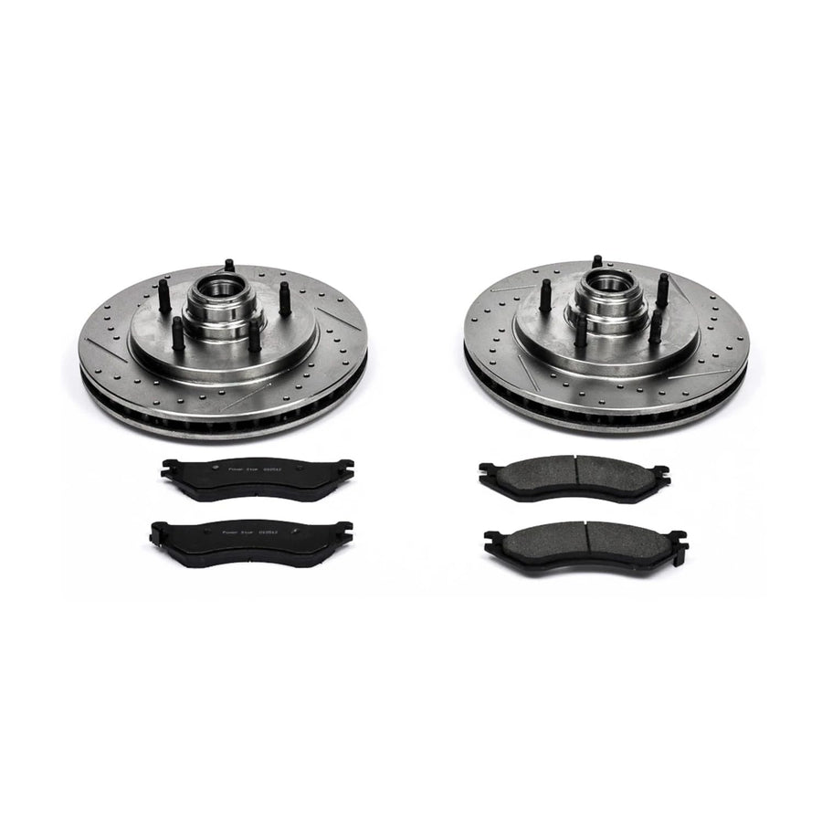 Z23 Carbon Fiber Brake Pads Power Stop K1878 with Drilled & Slotted Brake Rotors Kit