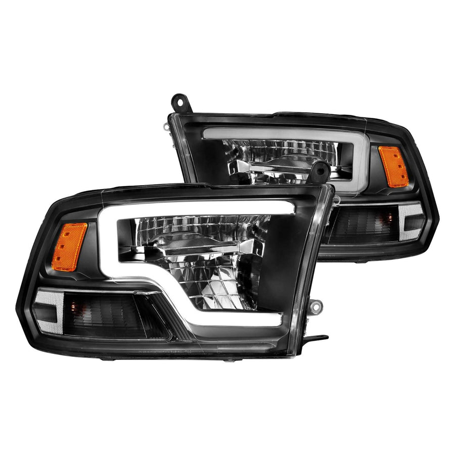 2009-2020 Dodge Ram 1500 ANZO (111539) Full LED Square Projector Headlights w/Chrome Housing Black Amber