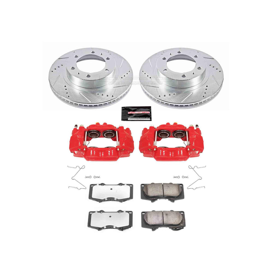 Power Stop Z36 KC137-36 Truck & Tow Front Calipers with Drilled and Slotted Brake Rotors, Carbon-Fiber Ceramic Brake Pads Brake Kit For Toyota 4Runner FJ Cruiser Tacoma 6 Lug