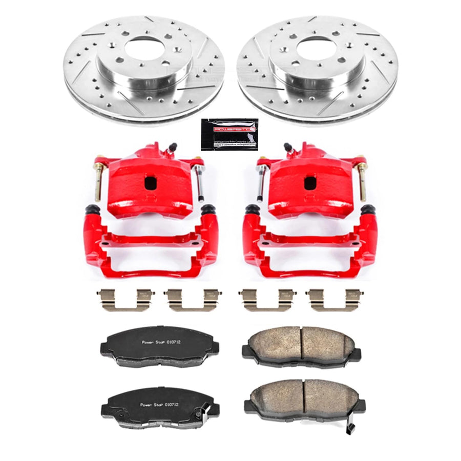 1-Click Power Stop (KC690) Performance Brake Kit with Calipers For Honda Civic 1996-2005, Honda Insight 2010-2014 [Model Specific]