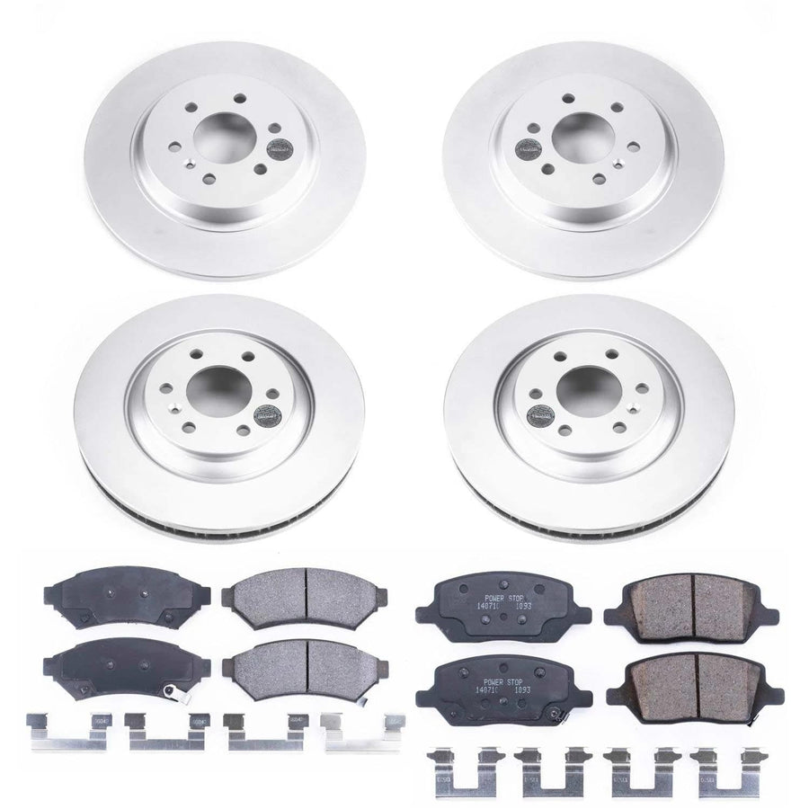 Power Stop Front and Rear CRK6801 Coated Brake Rotors and Z17 Ceramic Brake Pads Kit For Mobility Ventures MV-1 2014-2017, VPG MV-1 2011-2012 [Model Specific]