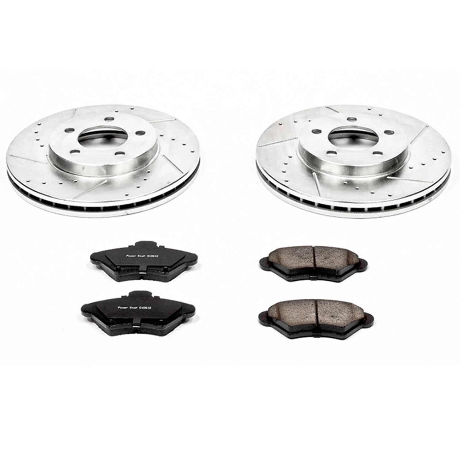 Power Stop K1325 Z23 Carbon Fiber Brake Pads with Drilled & Slotted Brake Rotors Kit For Ford Thunderbird 1993-1997, Mercury Cougar 1993-1997 [Model Specific]