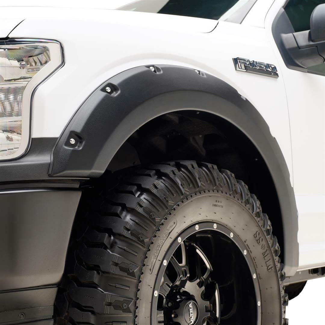 TrailFX Fender Flares Pocket Style Set of 4 Fits Ford F-150 2018-2020 Textured Black ABS Plastic 2-Inch Tire Coverage Bolt-On With Installation Hardware TrailFX PFFF3006T