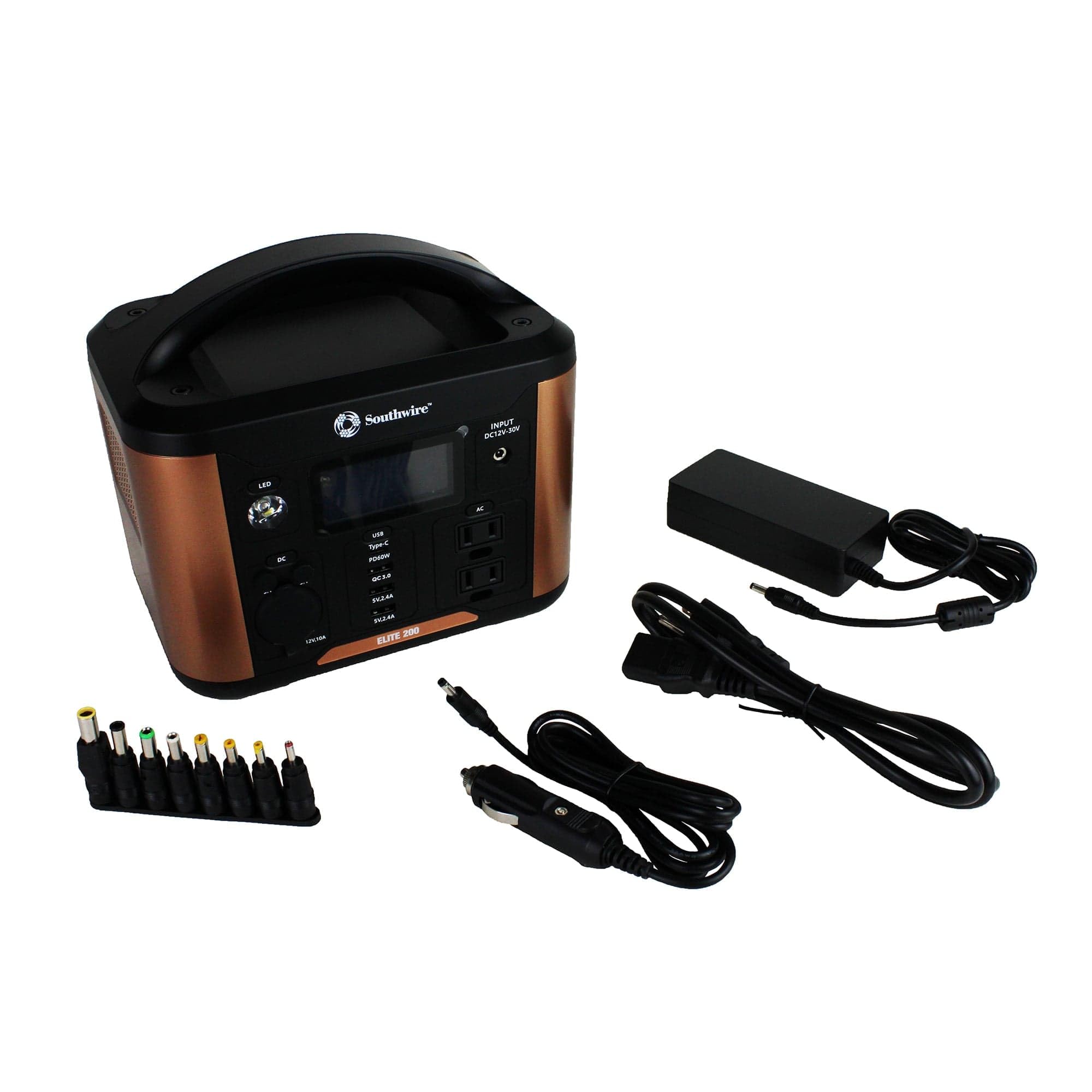 Elite Southwire 200 Series, 222Wh Backup Lithium Battery, 120V/200W Pure Sine Wave AC Outlet, Solar Generator (Solar Panel Not Included) for Camping, Travel, RV, Outdoors and more