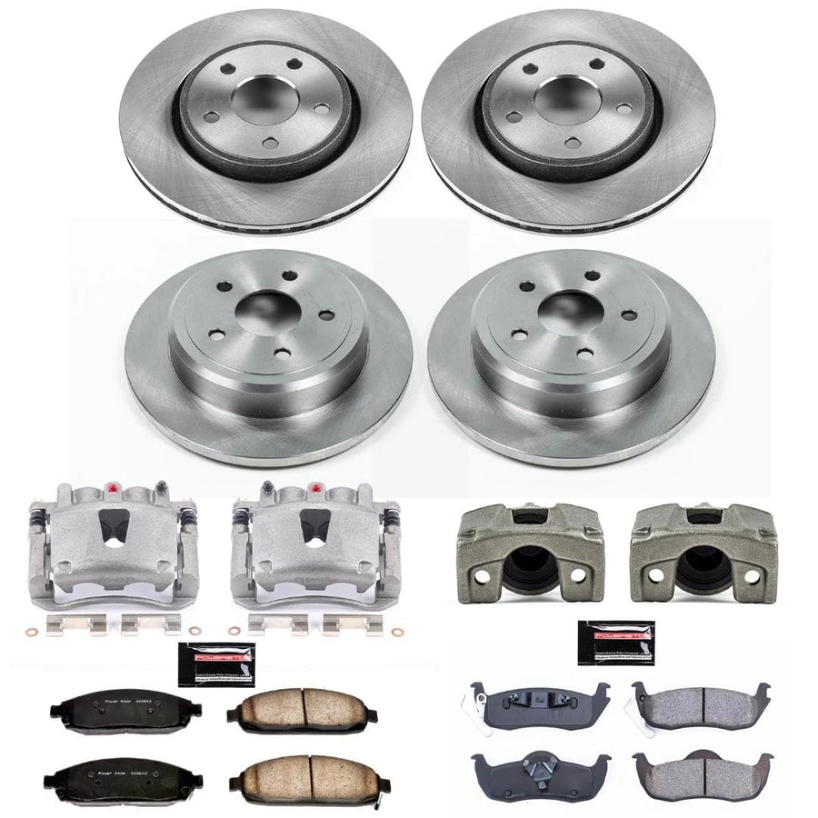 Power Stop Autospecialty KCOE2220A Front and Rear Stock Replacement Caliper Kit- OE Rotors, Ceramic Brake Pads, Calipers