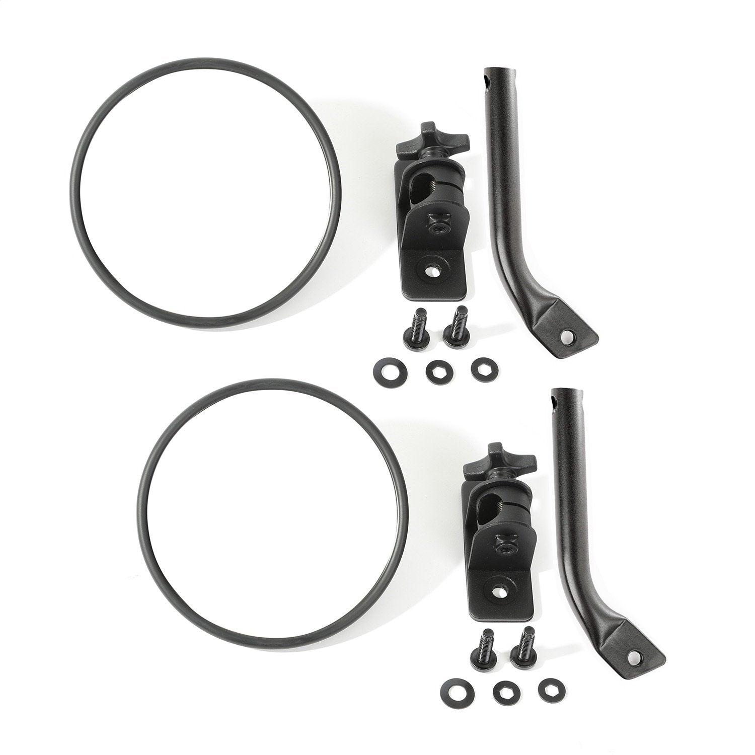 Stubby Trail Mirror, Round Pair, Textured Black | Rugged Ridge | 11025.21 | Fits 1997-2018 Jeep Wrangler