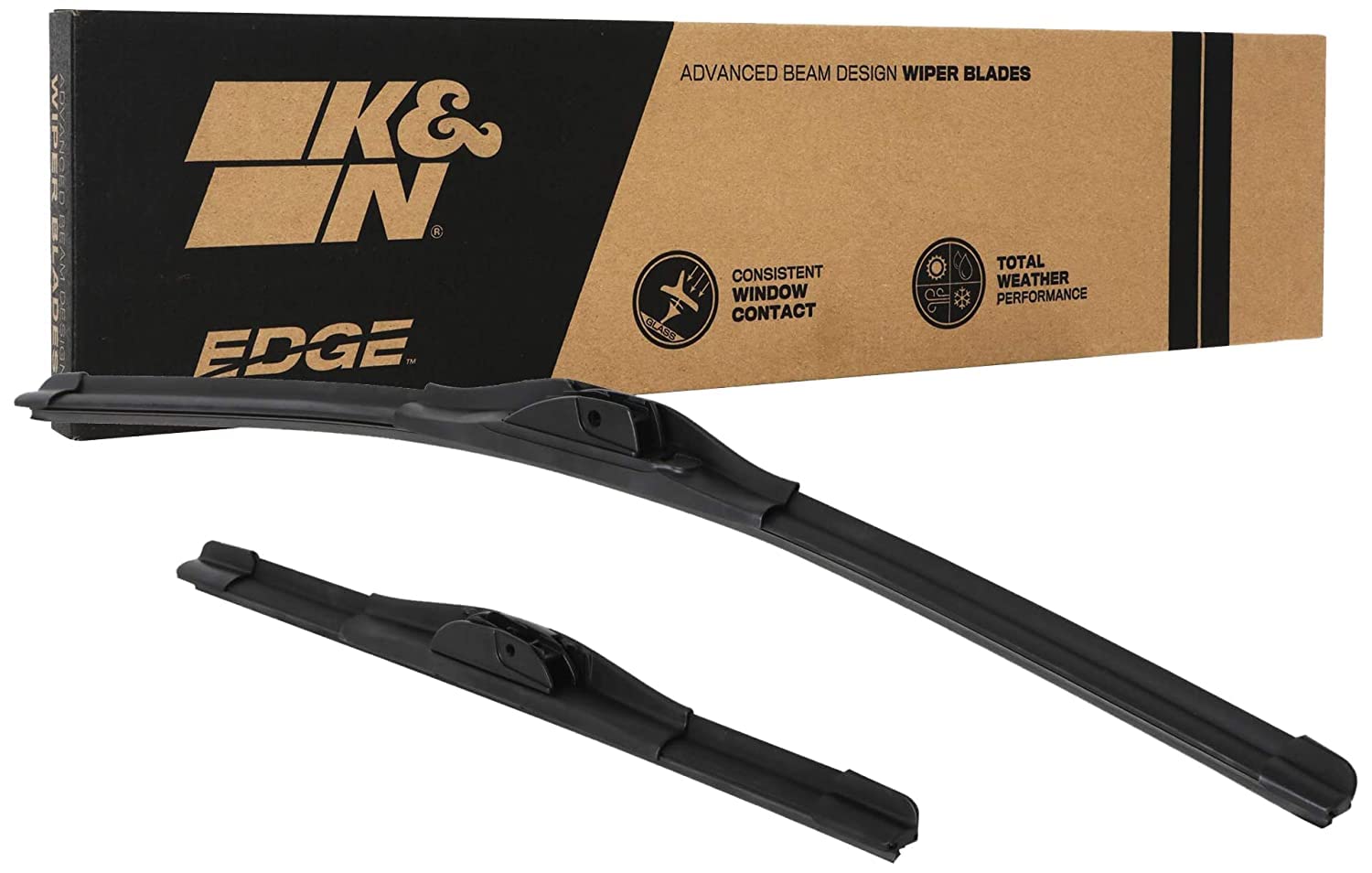 Wiper Blades K&N EDGE: All Weather Performance, Superior Windshield Contact, Streak-Free Wipe Technology: 26" + 17" (Pack of 2)