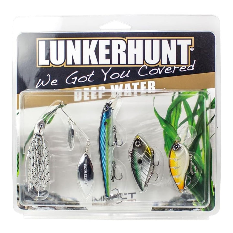 Deep Diving LUNKERHUNT Crankbaits – 4-Pack | Premium Hard Bait Fishing Lures for Bass, Walleye & Saltwater | Ideal for Deep Water Action
