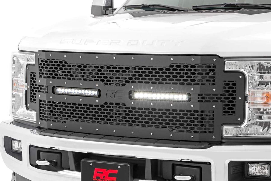 Rough Country Dual LED Mesh Grille Insert for 2017-2019 Ford Super Duty - 70216