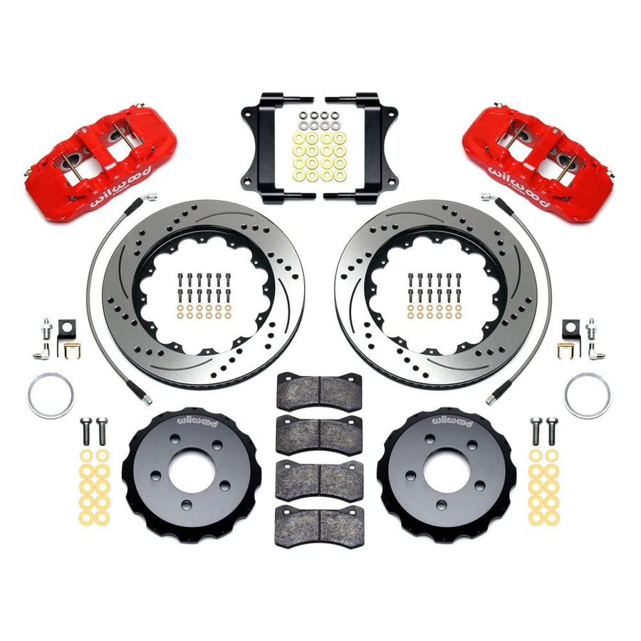 AERO6 Wilwood Front Hat Kit 14.25 Drilled Red 2008-2009 Pontiac G8 w/Lines