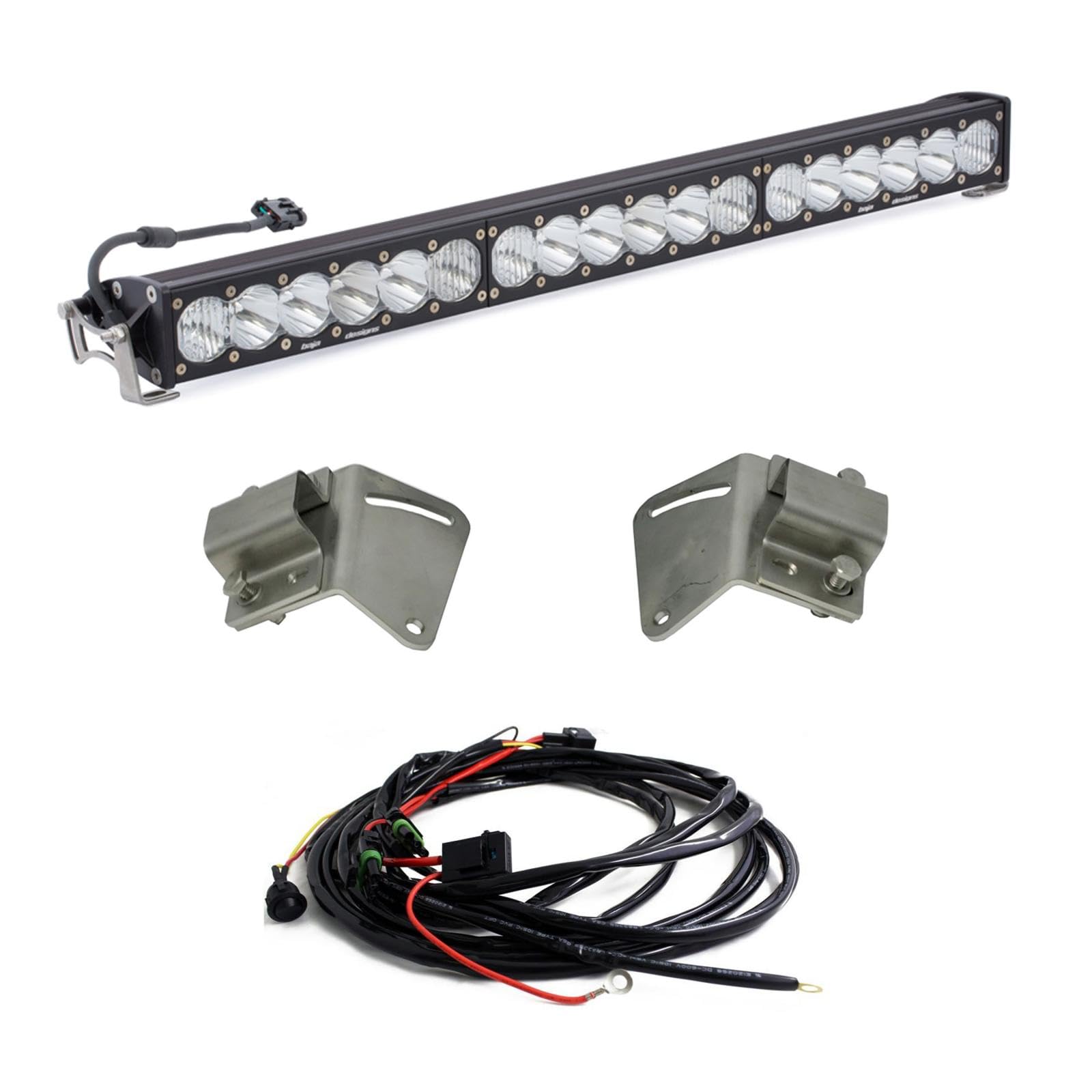 30-Inch Baja Designs OnX6+ LED Bar Grille Light Kit for Chevy Silverado 2500HD/3500HD 2017 Truck (Driving/Combo; Clear Lens)