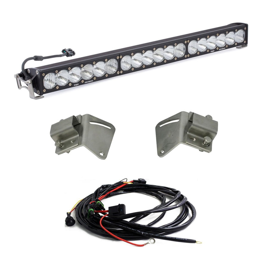 30-Inch Baja Designs OnX6+ LED Bar Grille Light Kit for Chevy Silverado 2500HD/3500HD 2017 Truck (Driving/Combo; Clear Lens)