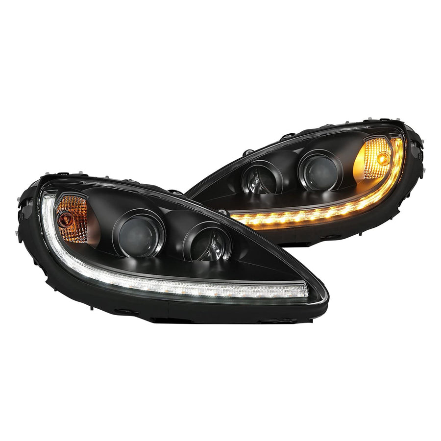 2005-2013 Chevy Corvette ANZO (121553) Projector Plank Style Switchback H.L. Black Amber