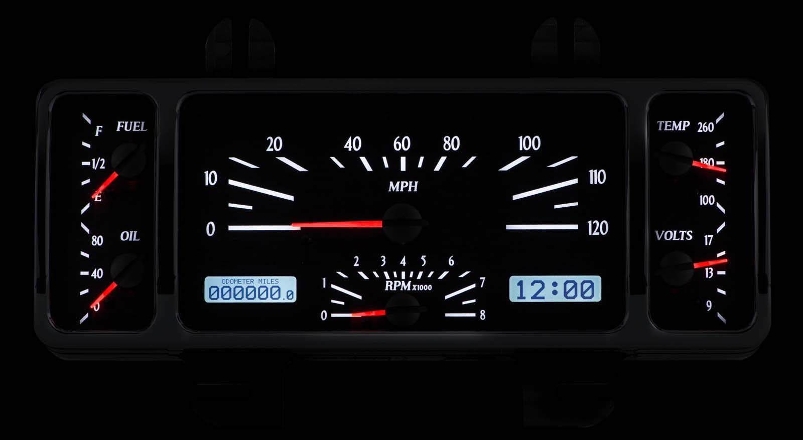 Dakota Digital VHX-40F-S-W Analog Dash Gauge System Compatible with 1940 Ford Car and 1940-47 Ford Pickup Silver Alloy White Backlighting
