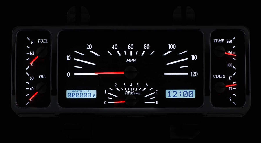 Dakota Digital VHX-40F-S-W Analog Dash Gauge System Compatible with 1940 Ford Car and 1940-47 Ford Pickup Silver Alloy White Backlighting