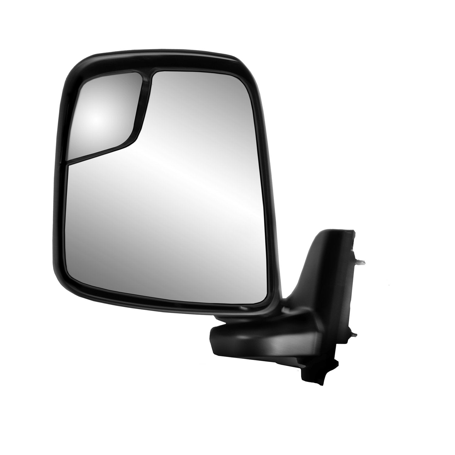 Mirror Driver Side for Nissan NV 200, Textured Black, Swing Away, spot Mirror, Manual