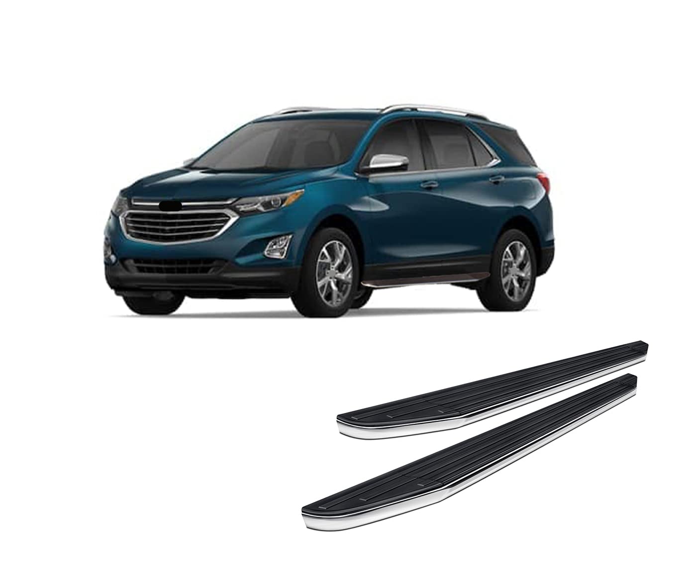 Premium Black Horse Running Boards Black Compatible with 2018-2023 GMC Terrain|2018-2023 Chevrolet Equinox-PR-G769