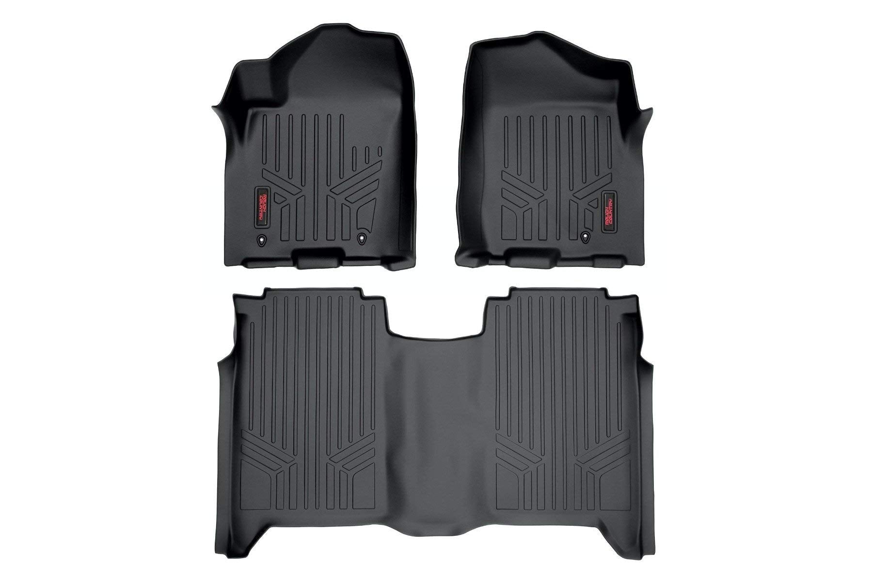 Rough Country Floor Mats All Weather for Nissan Titan Crew Cab (2004-2015) - Non-Slip Waterproof Flexible Floor Mat, Front & Rear Set
