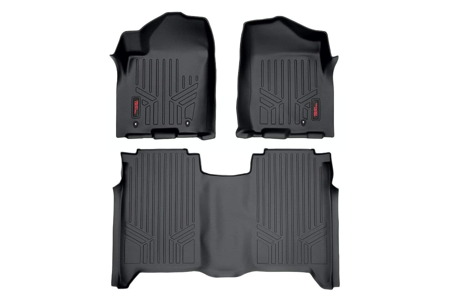 Rough Country Floor Mats All Weather for Nissan Titan Crew Cab (2004-2015) - Non-Slip Waterproof Flexible Floor Mat, Front & Rear Set