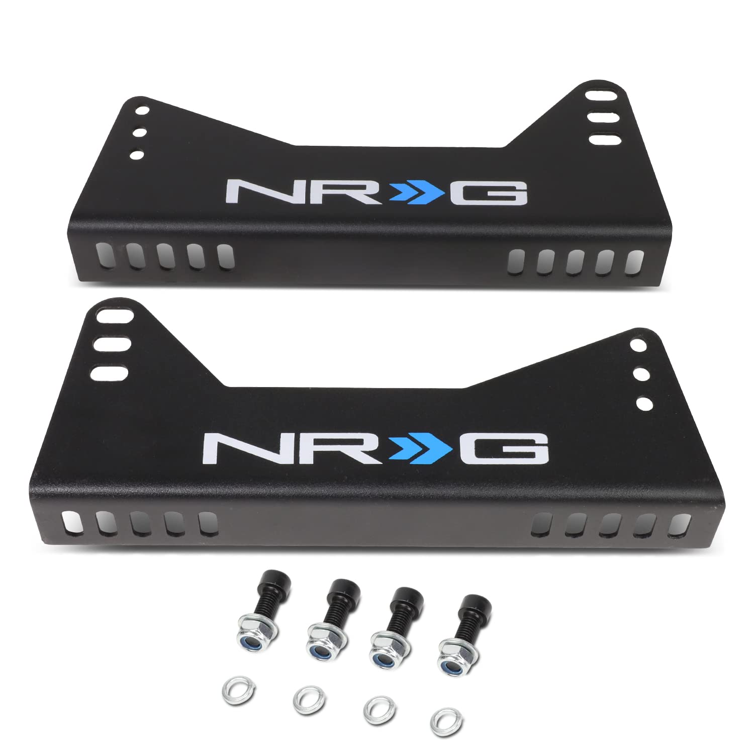 NRG Innovations Adjustable NRG-RSC-100MB Mild Steel Bucket Racing Seat Side Mounting Bracket Kit, Black Powder Coat