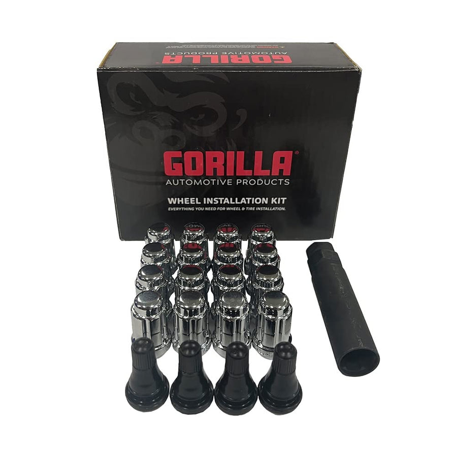 Gorilla Automotive Chrome K4CS-10125GR (10mm x 1.25 Thread Size, 16-Pack) Small Diameter Spline Acorn Lug Nuts with Valves