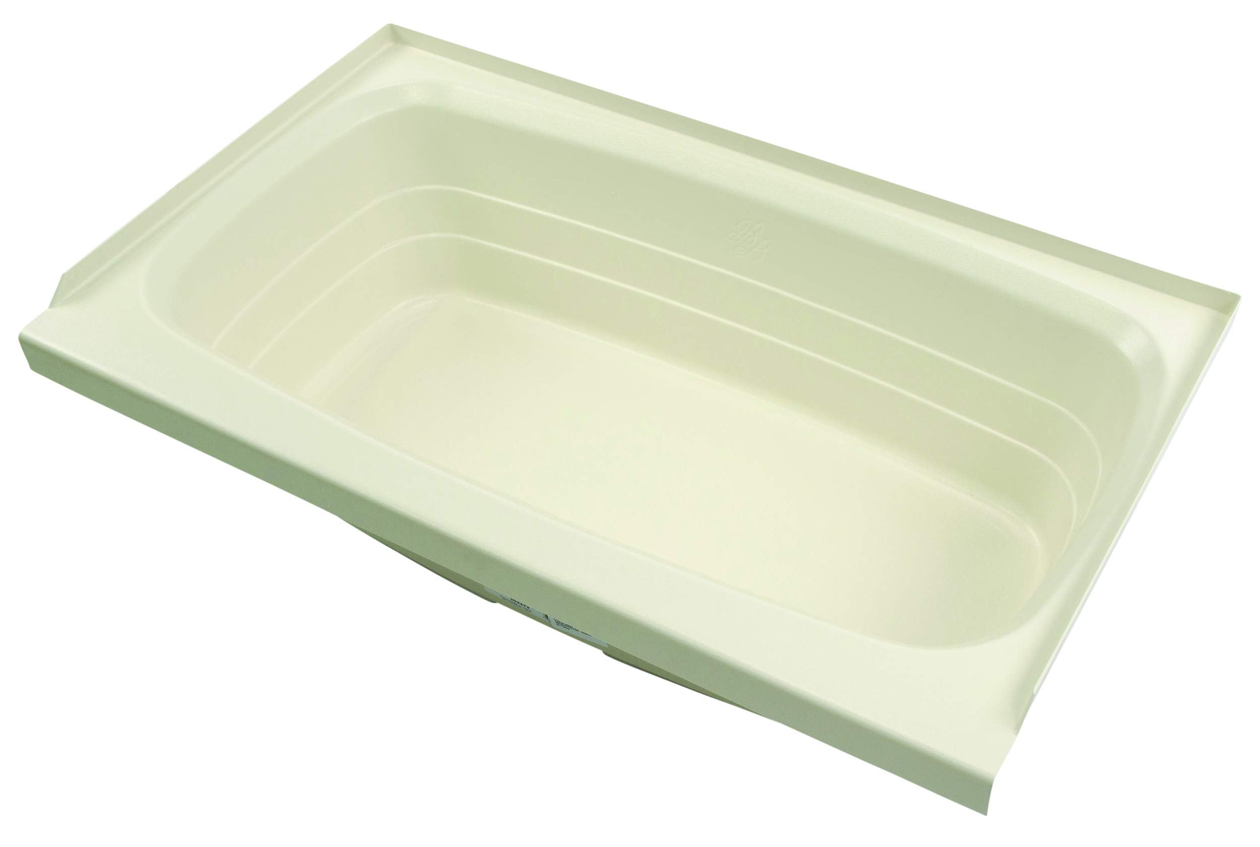 24" x 40" Lippert Replacement Parchment Bathtub with Center Drain, Scratch-Resistant ABS Acrylic for RVs, Travel Trailers, 5th Wheels, Motorhomes - P2440CDSPK