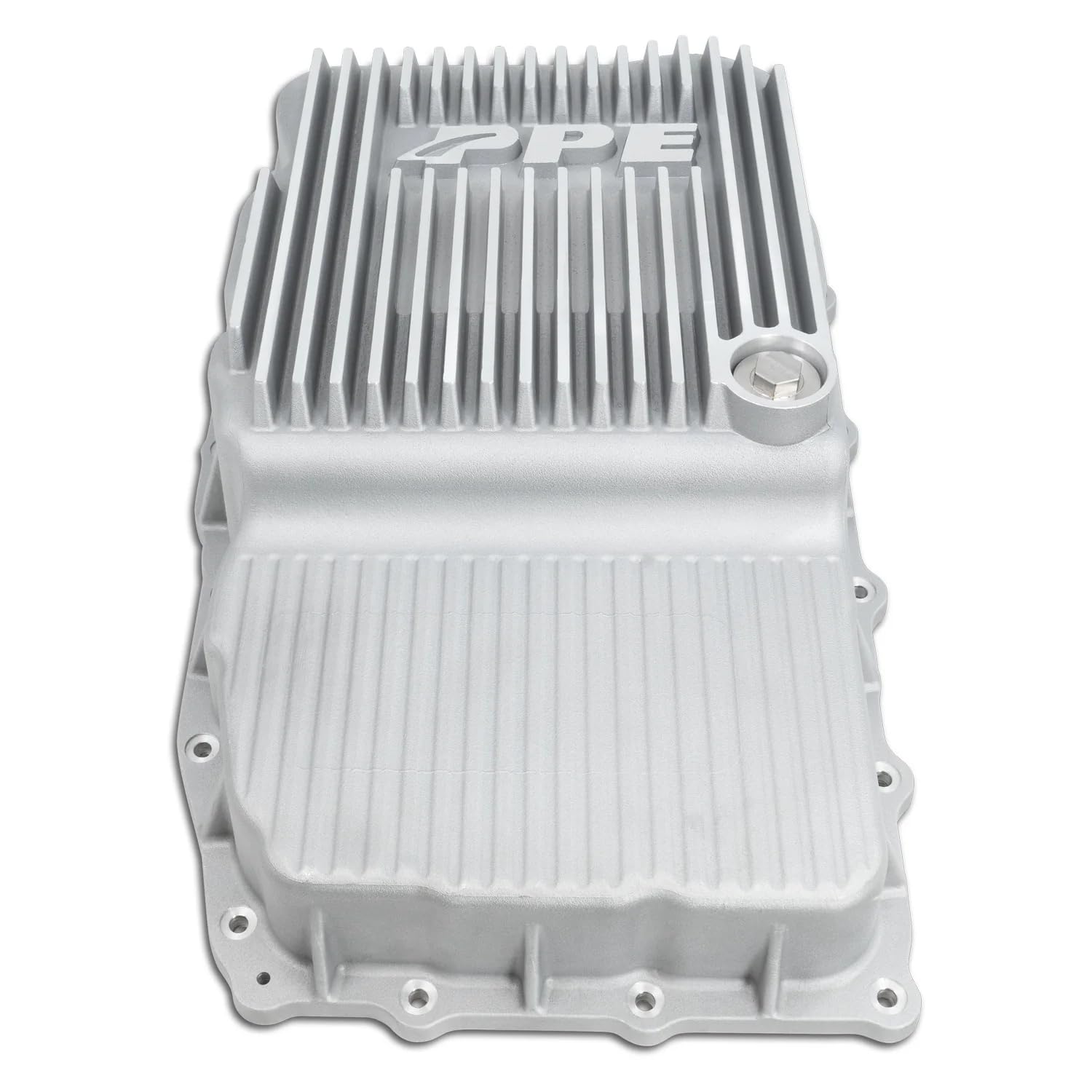 Heavy Duty PPE Cast Aluminum Deep Transmission Pan (BRUSHED) 128051310 Compatible for 2018+ GM Silverado 1500 with Allison 10L80 Transmission