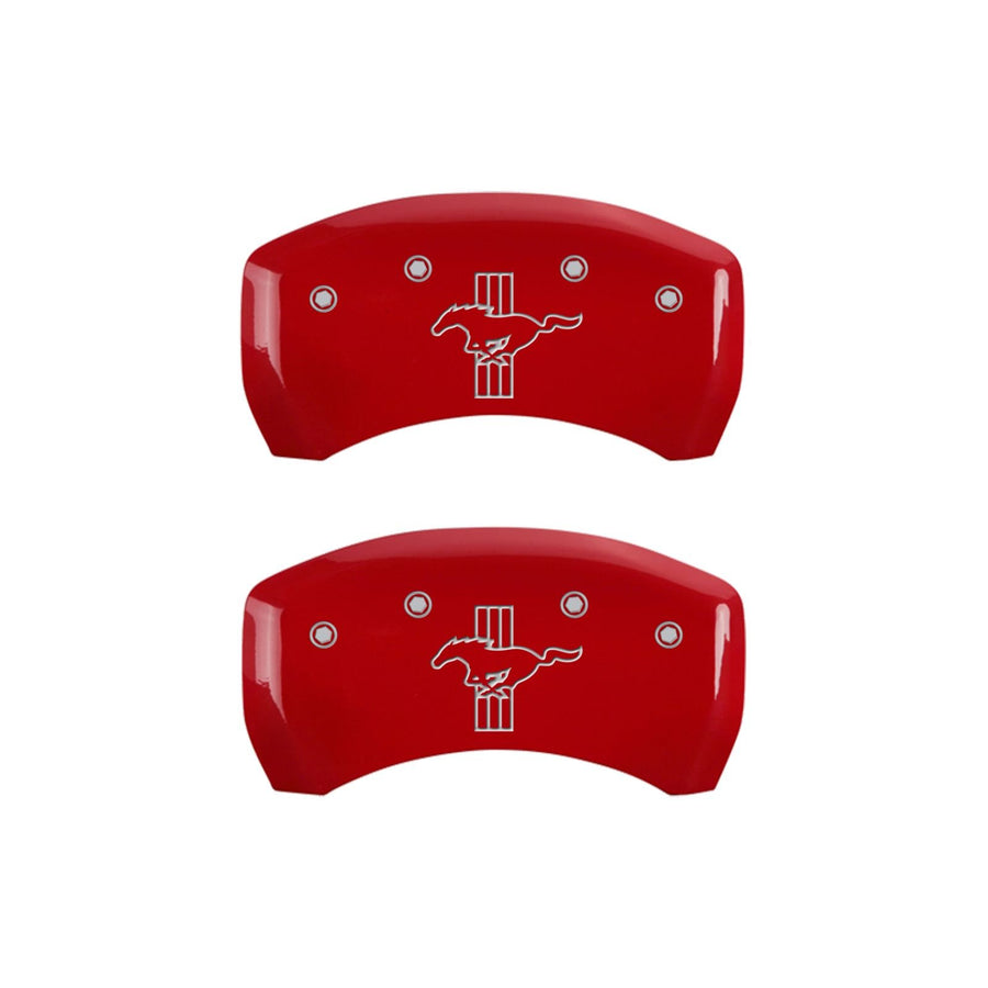 MGP Caliper Covers Red 10010RMB2RD Engraved with Silver Mustang/Bar & Pony (2015) (Set of 2)