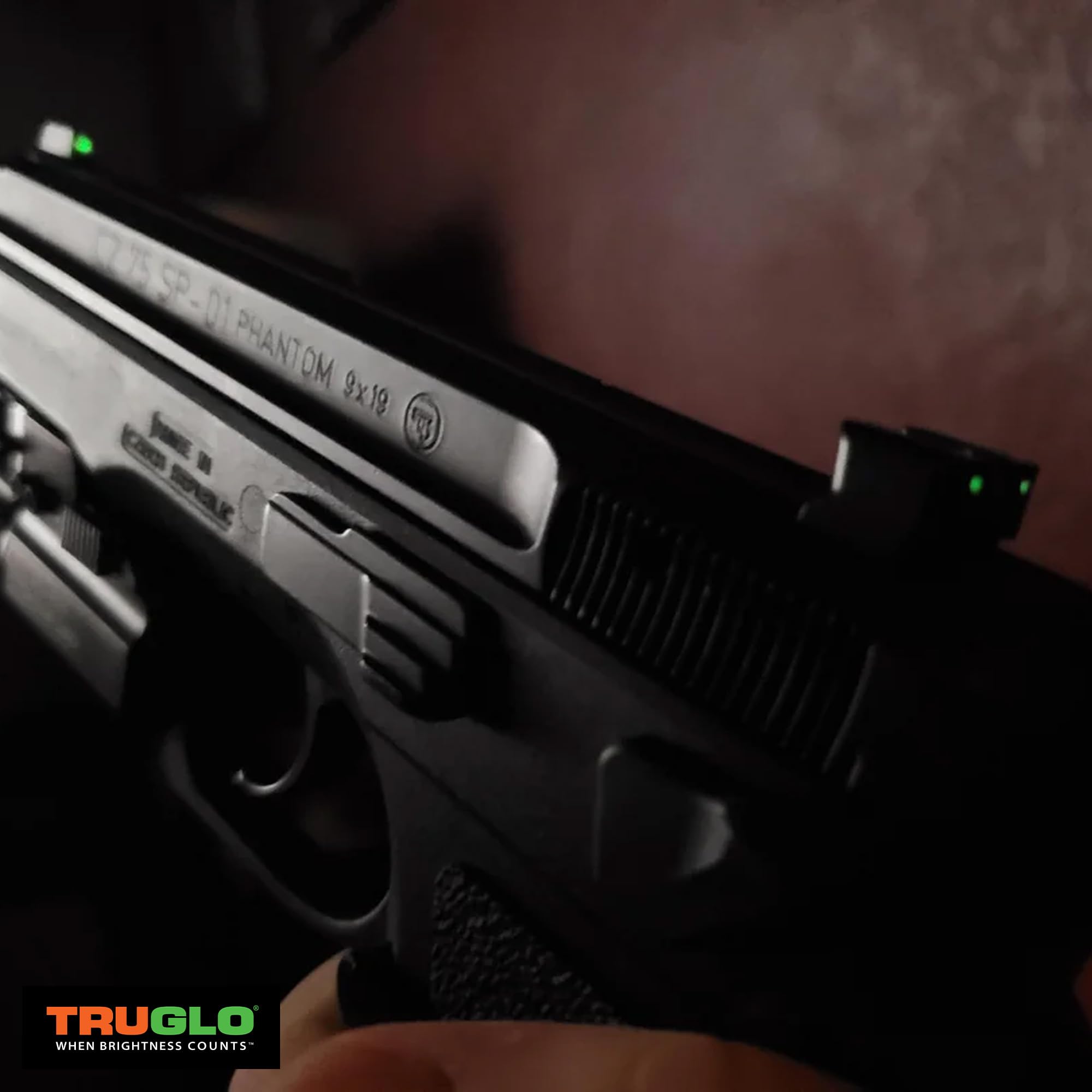Tritium Pro Compact Night Sights TRUGLO with Daylight White Dots, Night Tritium Dots & Focus Lock Front Ring for CZ Handguns, Black